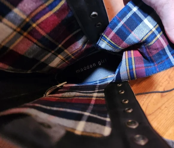 Madden Girl Gray Lace-Up Combat Boots - Picture 5 of 6